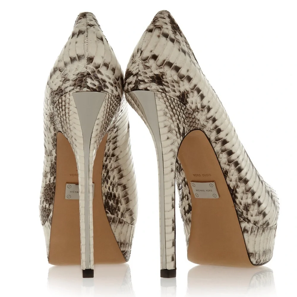 NWOB Michael Kors Collection Susana Snakeskin Platform Peep Toe Pumps